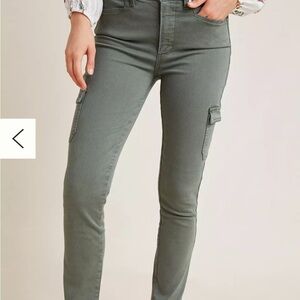 PAIGE Hoxton Ankle Skinny Jeans Women 28 Green Tea Cargo Stretch Denim